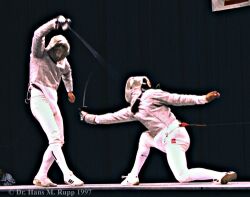 Two sabre fencers